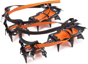 12 Teeth Heavy Duty Ice Locks for Boots, Waterproof Crampons for Shoes Day Snow Desert, Made of Manganese Steel