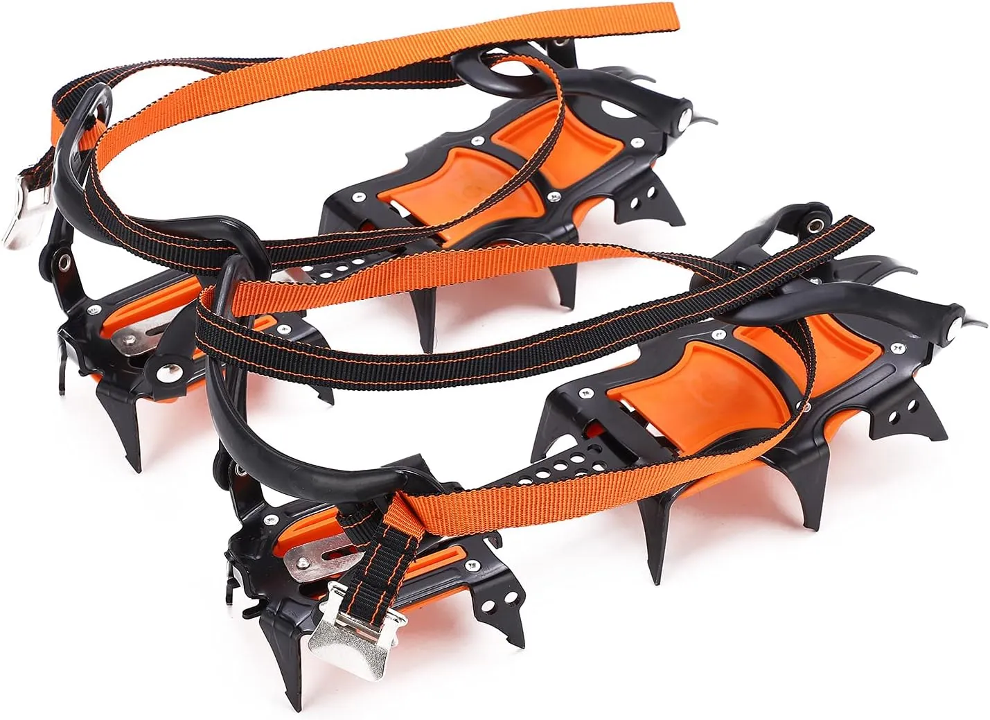 12 Teeth Heavy Duty Ice Locks for Boots, Waterproof Crampons for Shoes Day Snow Desert, Made of Manganese Steel