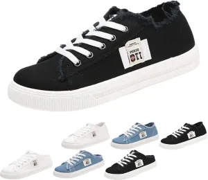 2024 New Women's Canvas Shoes Fringed Hem Denim Fabric Autumn Style Spring Casual Sports Preppy Flat Sneakers for Students