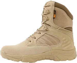 8 inch Men's Women Military Tactical Work Boots Side Zipper Motorcycle Combat Swat Desert Boots Casual Hiking Boots Hiking Trekking Backpacking Mountaineering Outdoor Shoes
