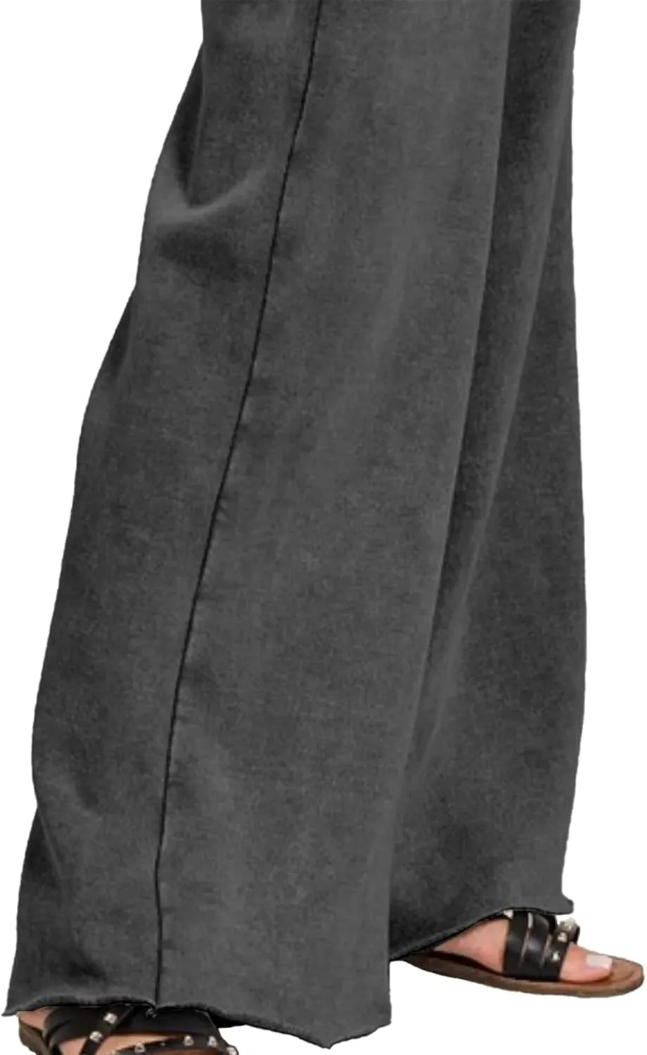 Ainangua Women Acid Wash Palazzo Sweatpants Casual High Waist Drawstring Wide Leg Pants Baggy Fleece Trousers with Pockets