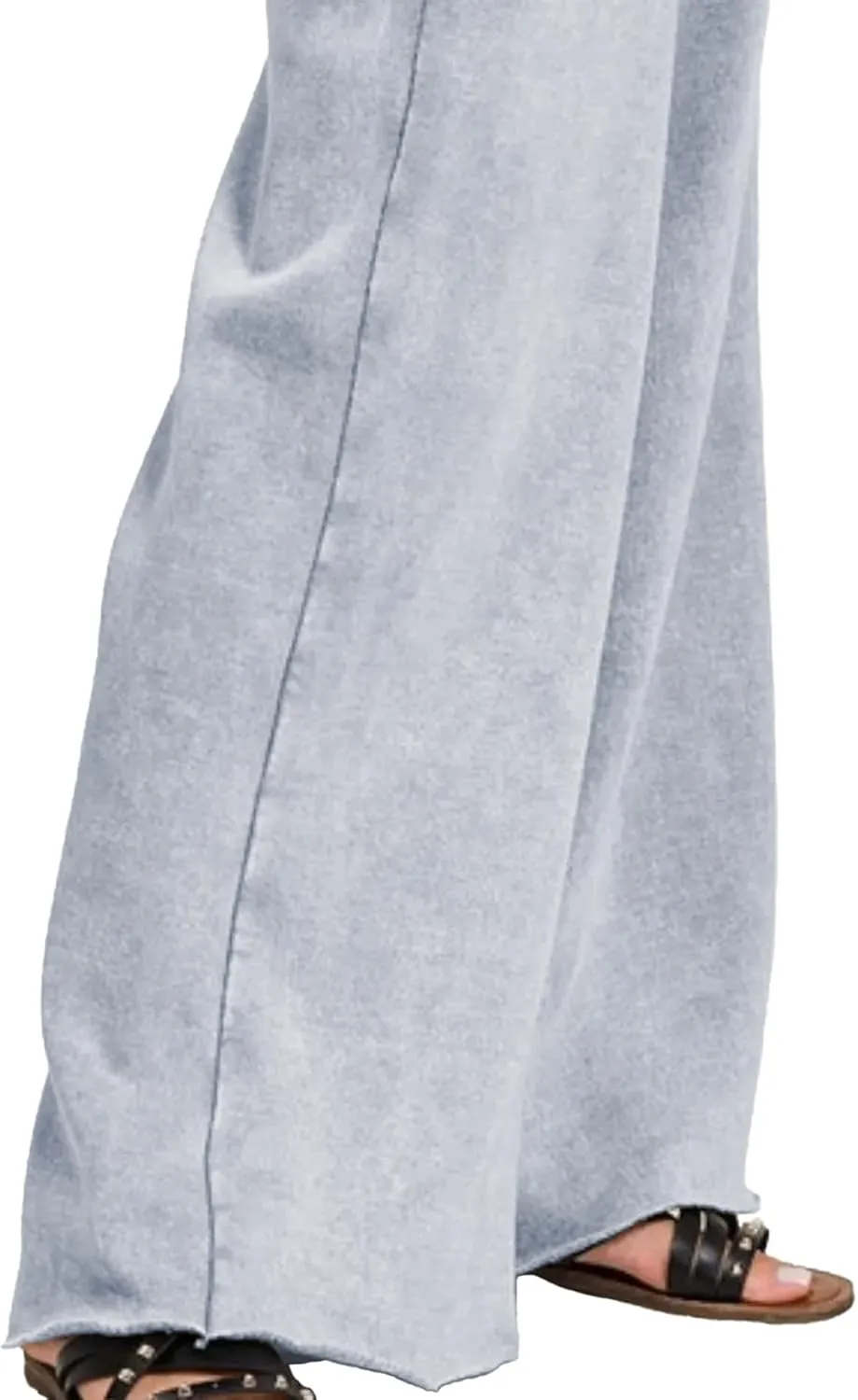 Ainangua Women Acid Wash Palazzo Sweatpants Casual High Waist Drawstring Wide Leg Pants Baggy Fleece Trousers with Pockets