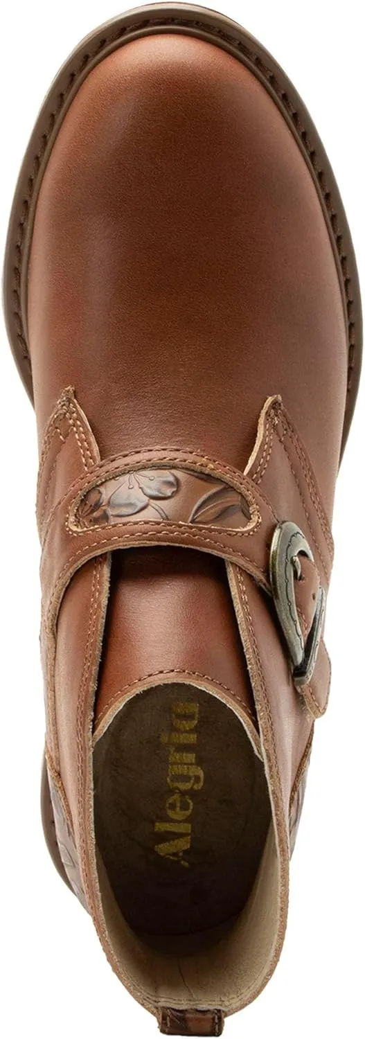 Alegria Womens Mikki Western Buckle Leather Bootie