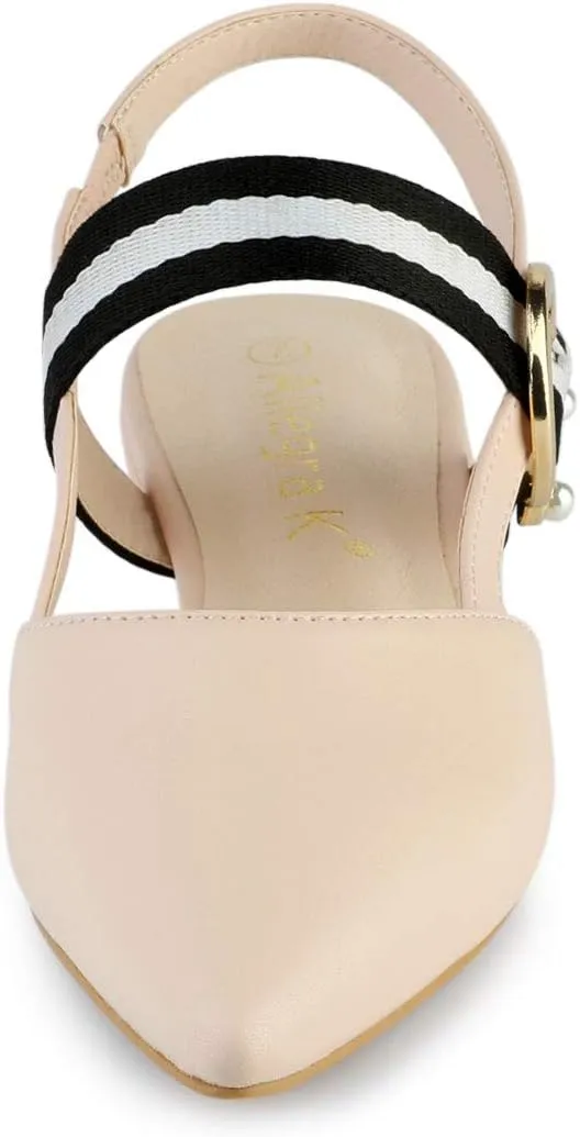 Allegra K Women's Pointed Toe Slingback Flat Mules