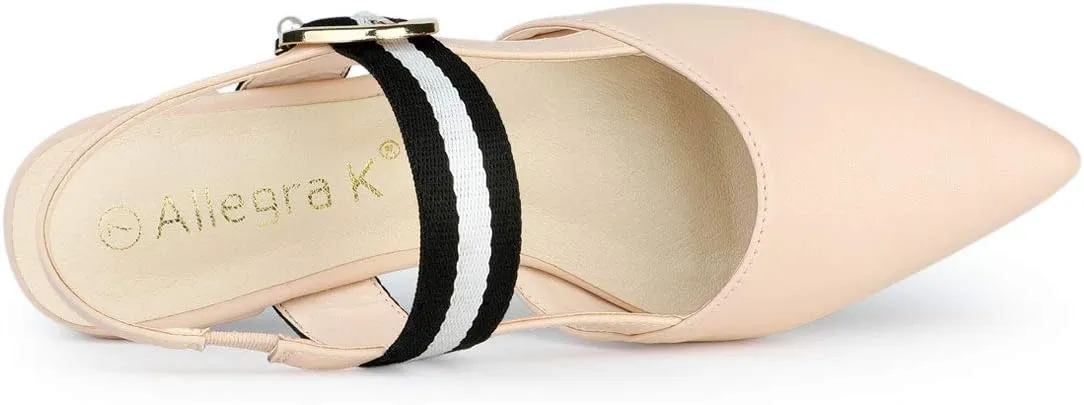 Allegra K Women's Pointed Toe Slingback Flat Mules