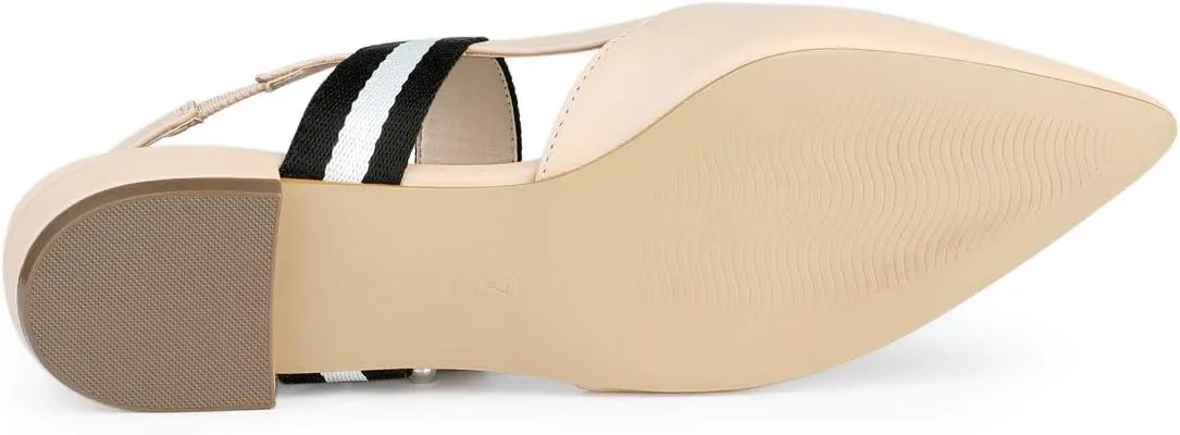 Allegra K Women's Pointed Toe Slingback Flat Mules
