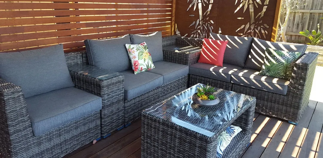 Amani 7pc Storage Lounge Dining   Cnr Table - DW