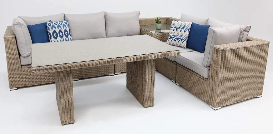 Amani 7pc Storage Lounge Dining   Cnr Table - DW