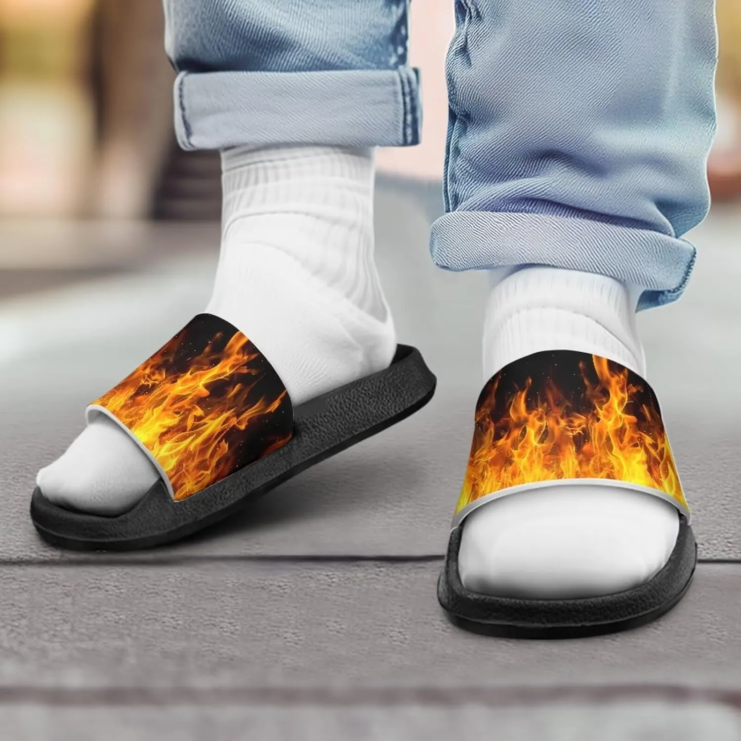 American Flag Slides Kids Sandals with Non-Slip Boys Girls Summer Casual House Shower Shoes