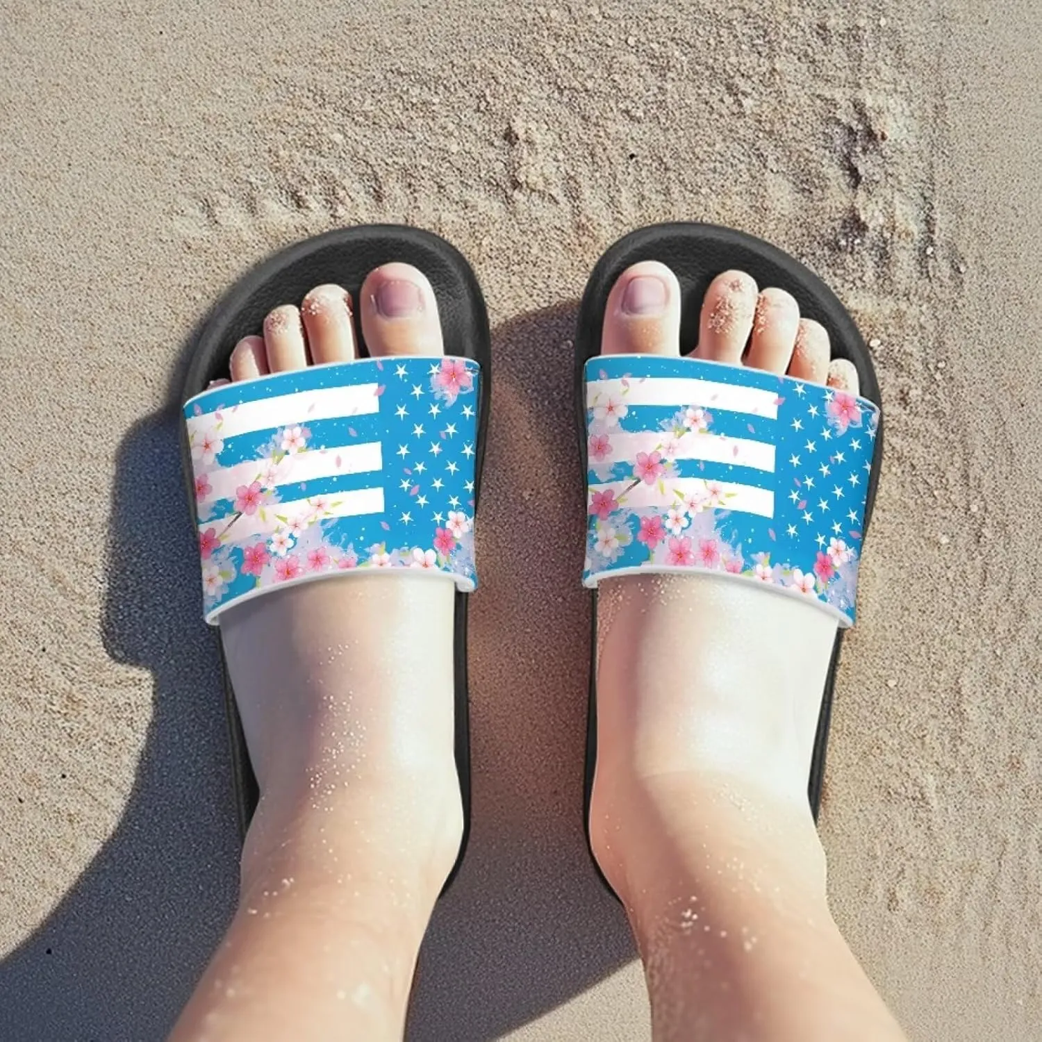 American Flag Slides Kids Sandals with Non-Slip Boys Girls Summer Casual House Shower Shoes