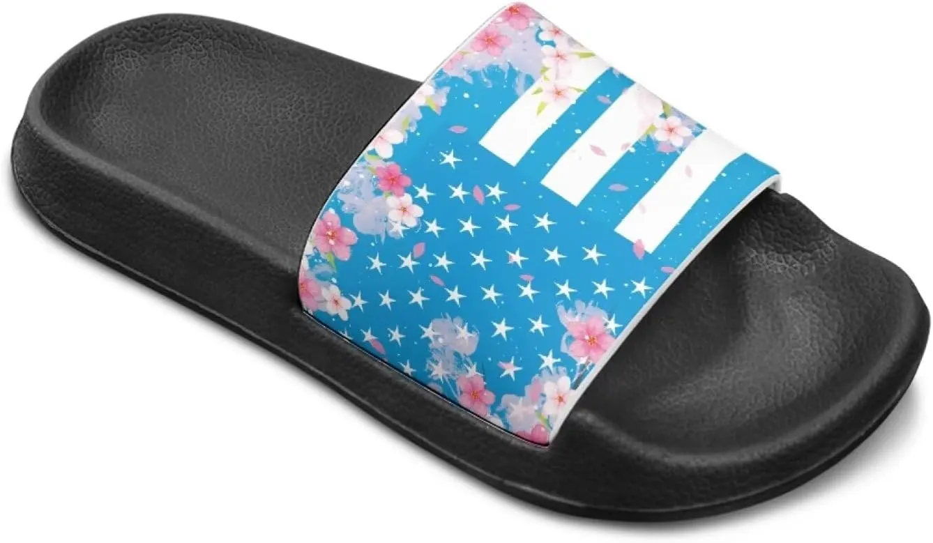 American Flag Slides Kids Sandals with Non-Slip Boys Girls Summer Casual House Shower Shoes