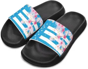 American Flag Slides Kids Sandals with Non-Slip Boys Girls Summer Casual House Shower Shoes