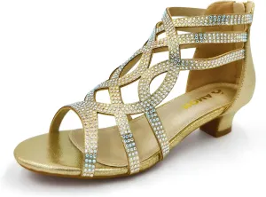 Amoji Girl Dress Sandals Girl Sparkly Heels Kid Flower Shoes KID421