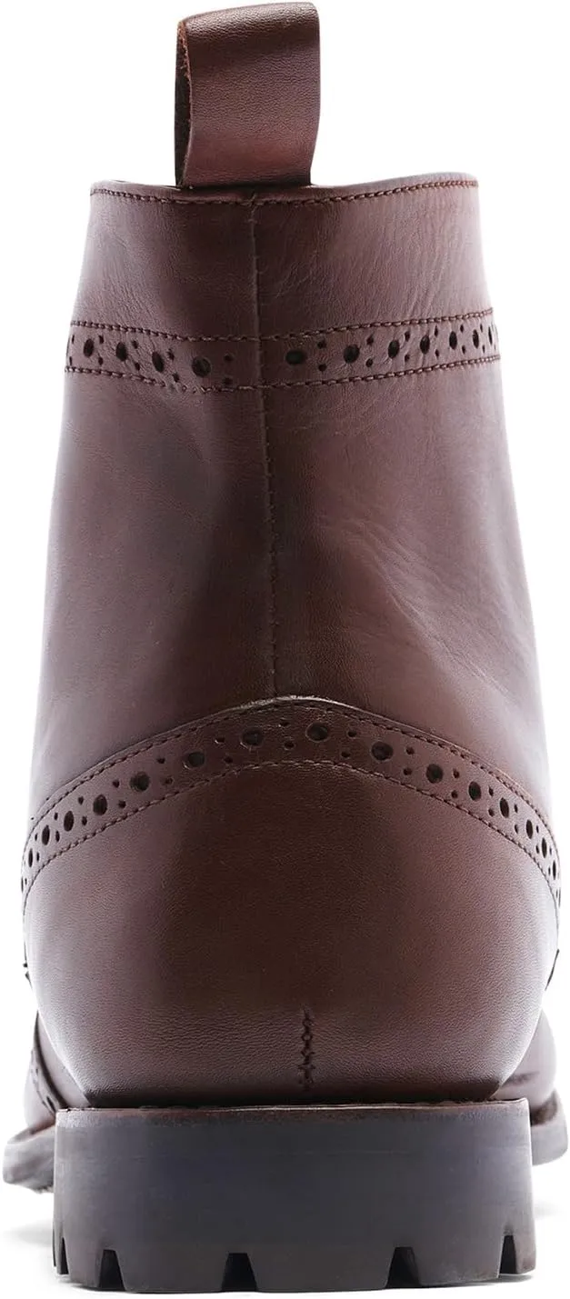 Anthony Veer Grant Wingtip Dress Boots for Men | Lace-Up | Brogue Design | Goodyear Welt Construction | Commando Rubber Outsole & Ortholite® Cushioned Footbed | Full Grain Calfskin Leather