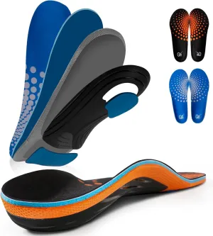 AOTENG STAR Plantar Fasciitis Insoles, High Arch Support Insoles for Plantar Fasciitis Relief Orthotic Shoe Insoles, 240 lbs Heavy Duty Shoe Inserts(Men 10.5 / Women 12(285mm), Orange & Blue)