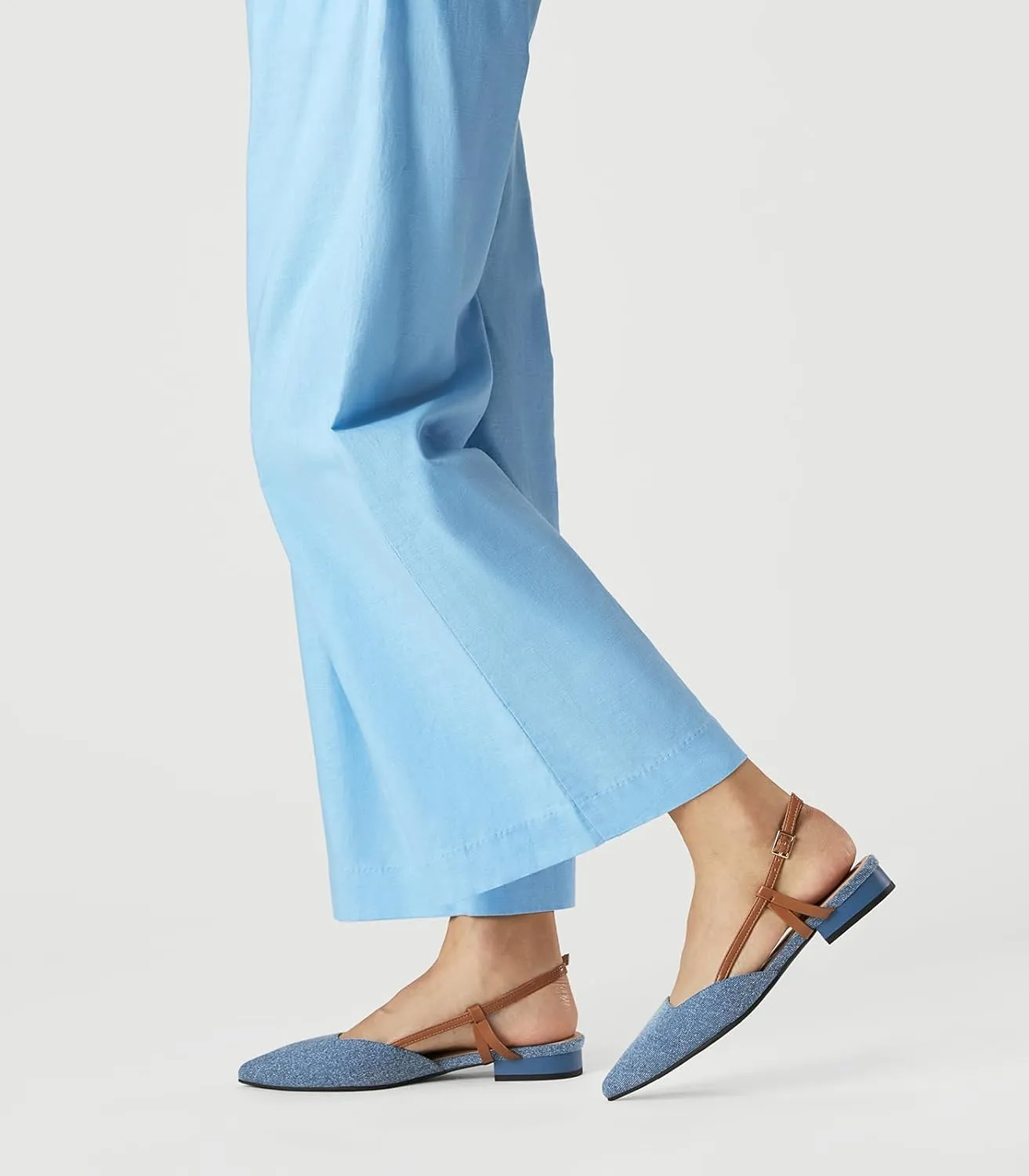 Arromic Slingback Flats for Women Pointed Toe Women's Flats Square Topline Slip On for Fashion Dressy Date Comfort Office Work