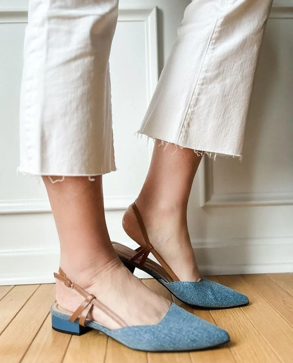Arromic Slingback Flats for Women Pointed Toe Women's Flats Square Topline Slip On for Fashion Dressy Date Comfort Office Work