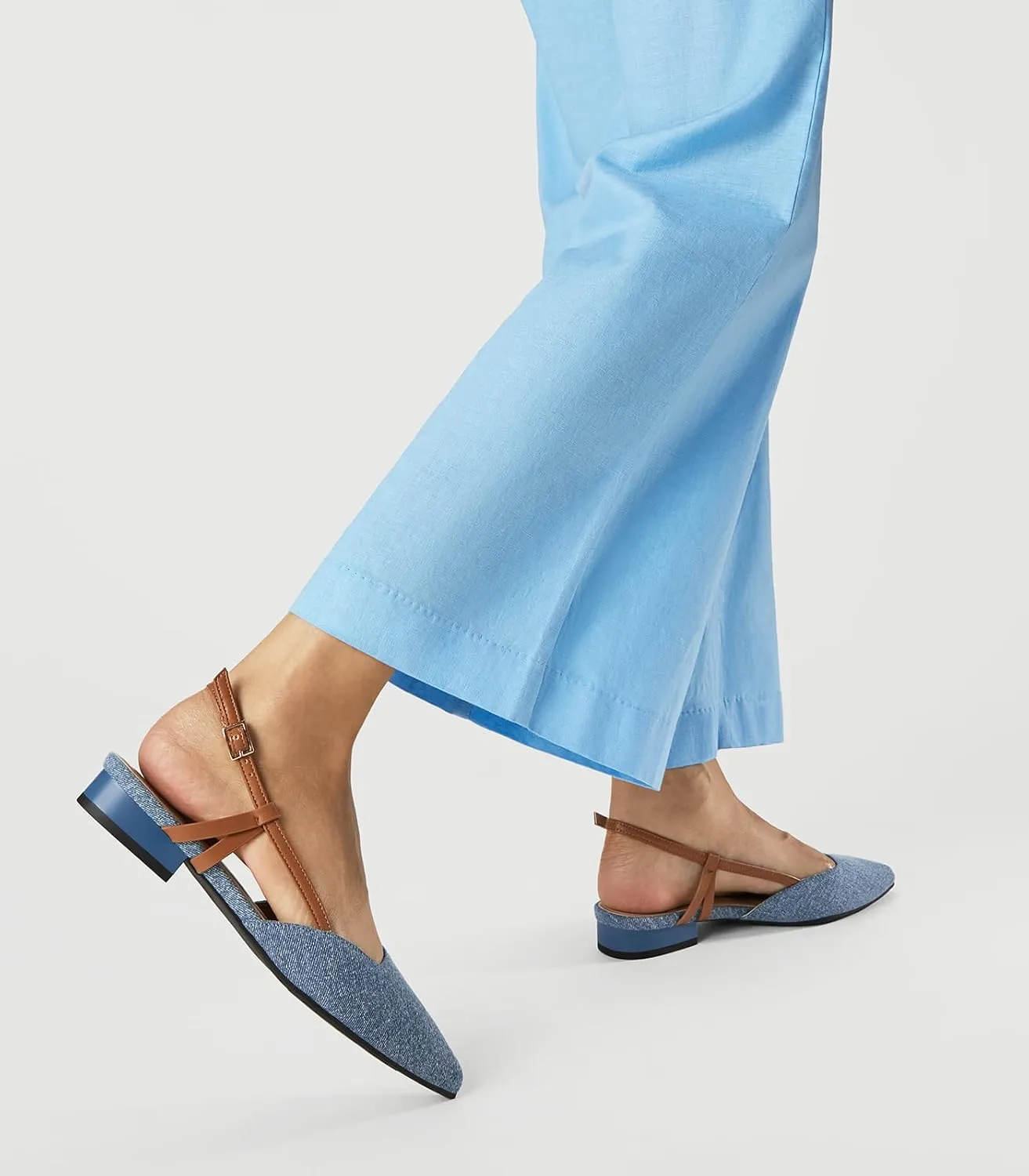 Arromic Slingback Flats for Women Pointed Toe Women's Flats Square Topline Slip On for Fashion Dressy Date Comfort Office Work