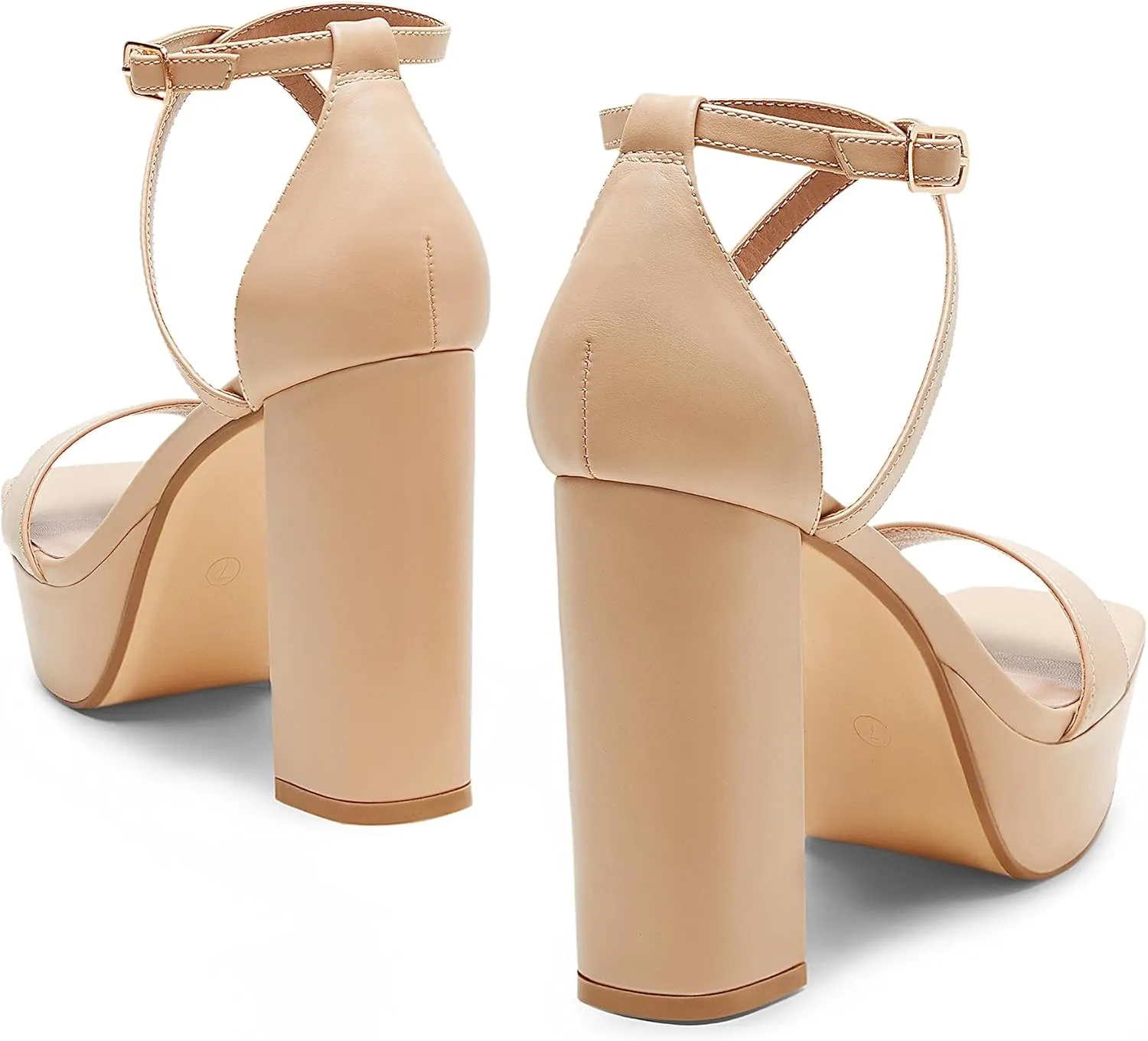 Arromic Women's Platform Heels High Chunky Sandals 4.5 Inches Square Open Toe Heeled Sandals Pink Gold White Black Nude Strappy Ankle Strap Sexy Pumps Y2K Dress Party Wedding Shoes