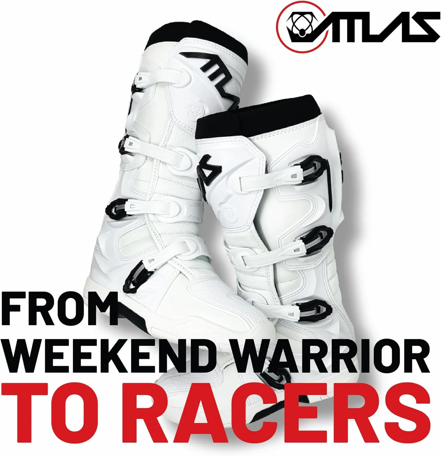 Atlas Brace Traction Mens Motocross Boots with Mud Gaiter, 4-Buckle Closure, & Memory Foam Padding for Use In: Enduro Racing, Powersports, & Motocross