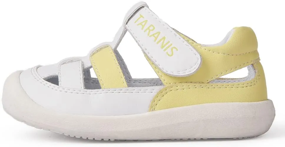 Baby and Toddler Girl and Boy Sandals Leather Closed Toe Anti Slip Rubber Outdoor Crib First Walker Shoes