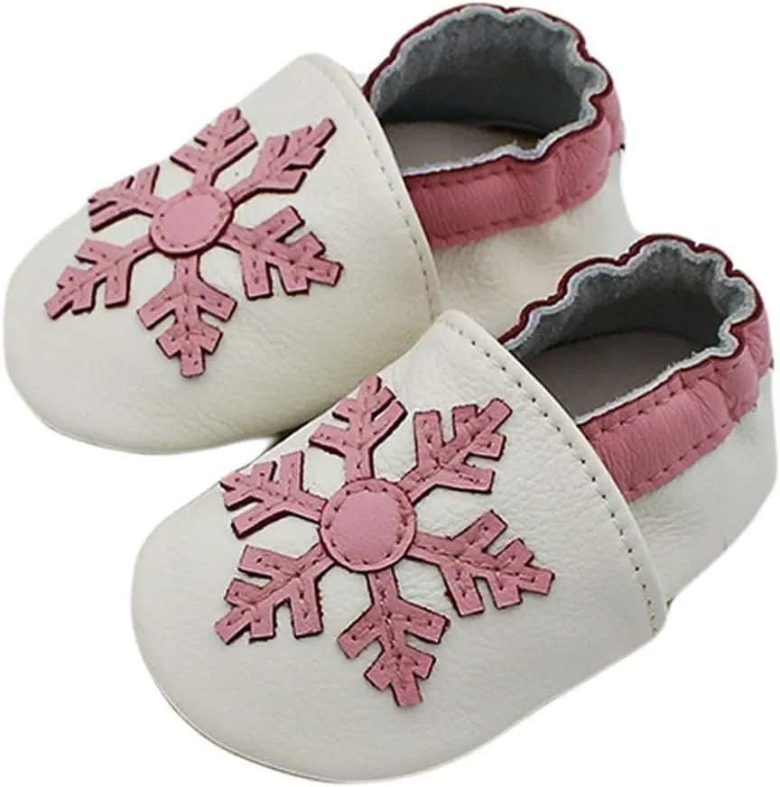 Baby Girls Baby Boys Christmas Flat Shoes Toddler Soft Sole Shoes First Walking 𝗖rib Shoes Flat Snowflakes Print Shoes