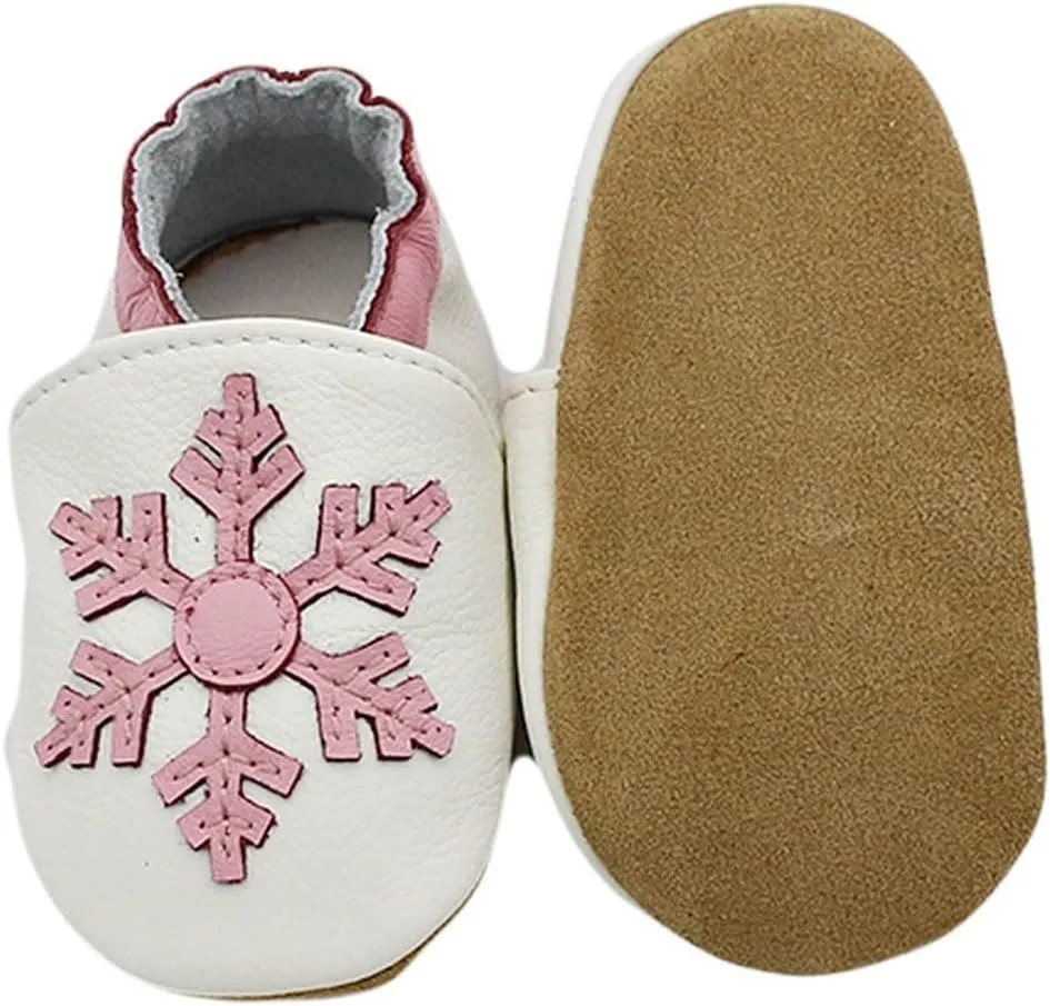 Baby Girls Baby Boys Christmas Flat Shoes Toddler Soft Sole Shoes First Walking 𝗖rib Shoes Flat Snowflakes Print Shoes