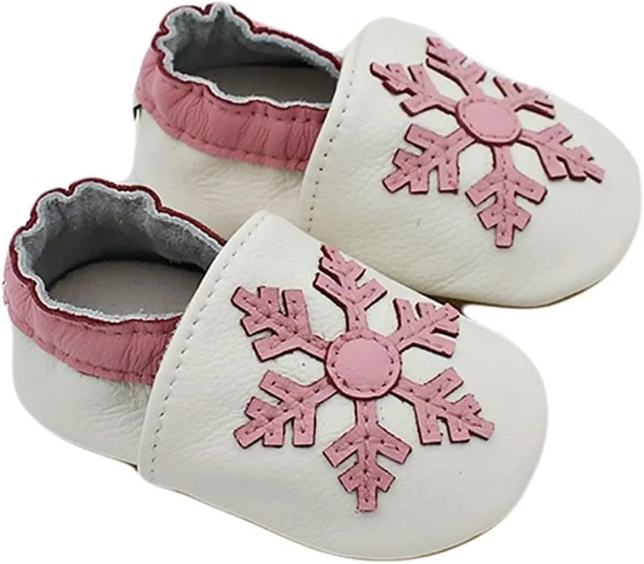 Baby Girls Baby Boys Christmas Flat Shoes Toddler Soft Sole Shoes First Walking 𝗖rib Shoes Flat Snowflakes Print Shoes