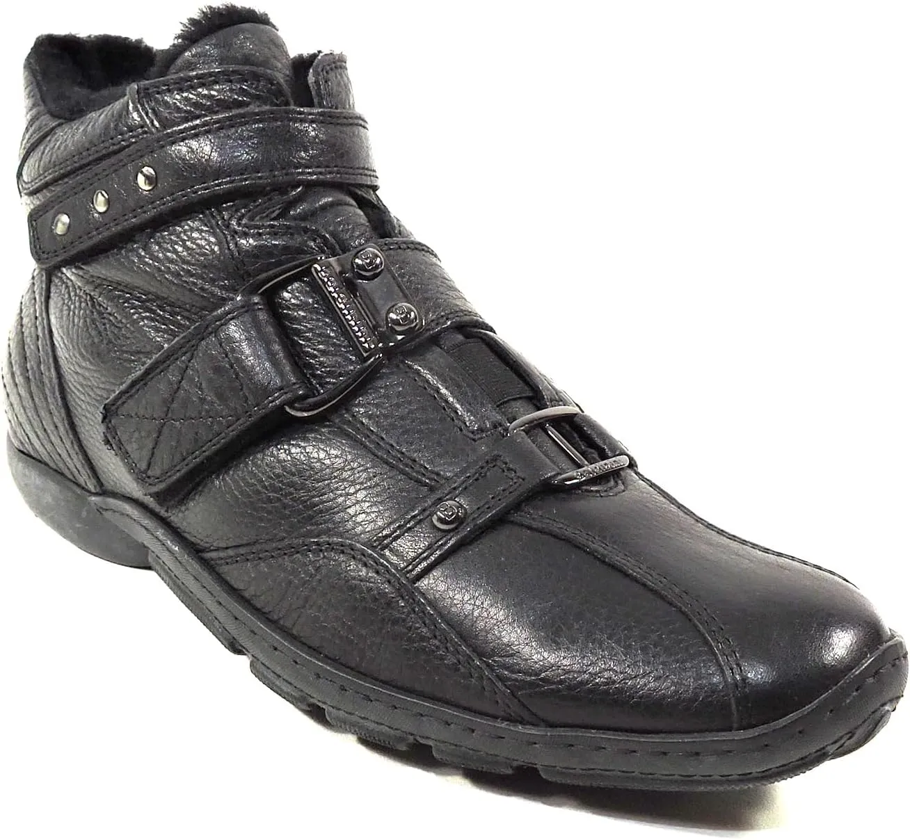 Baldinini Men's Black Soft Leather Comfort Winter Ankle Sneakers, Size 40 EU
