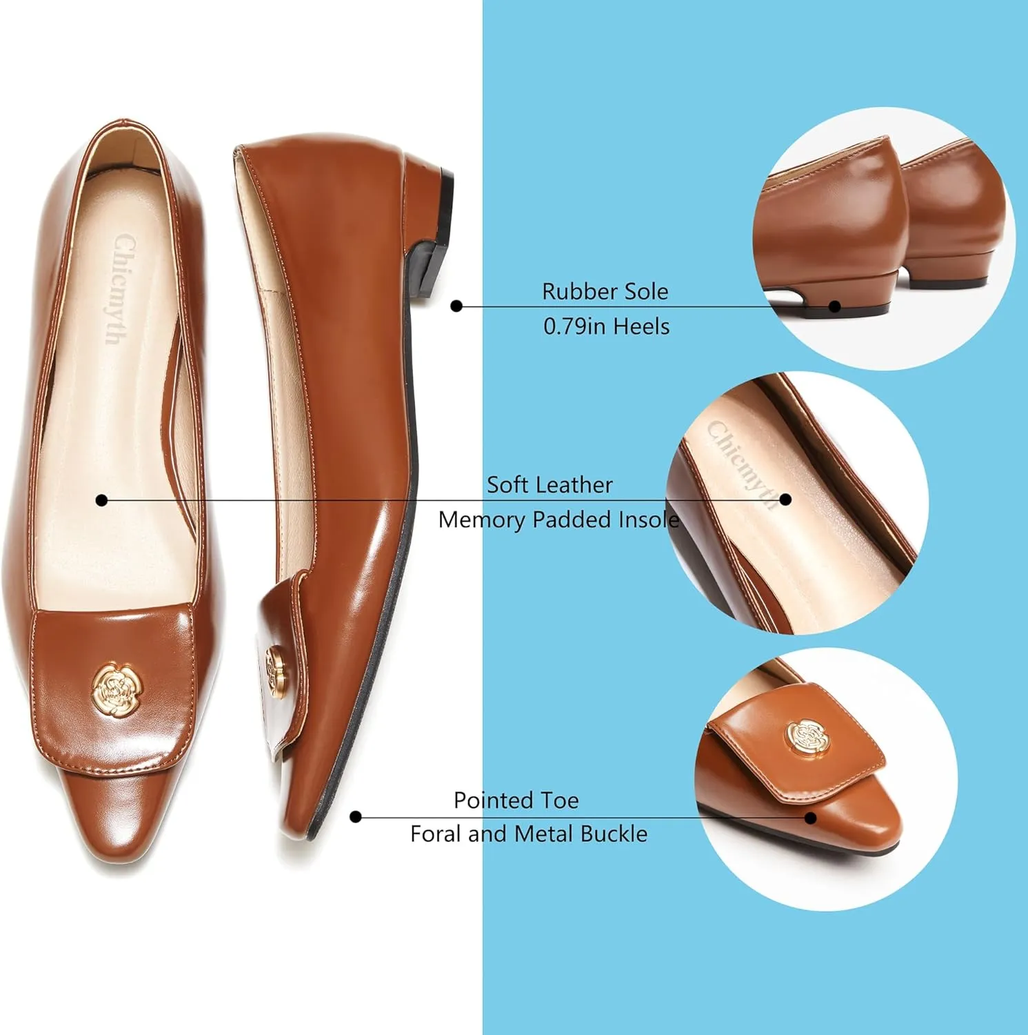 Ballet Flats for Women;Pointed Toe Leather Flats Shoes;Slip on Dressy Office Party Shoes.