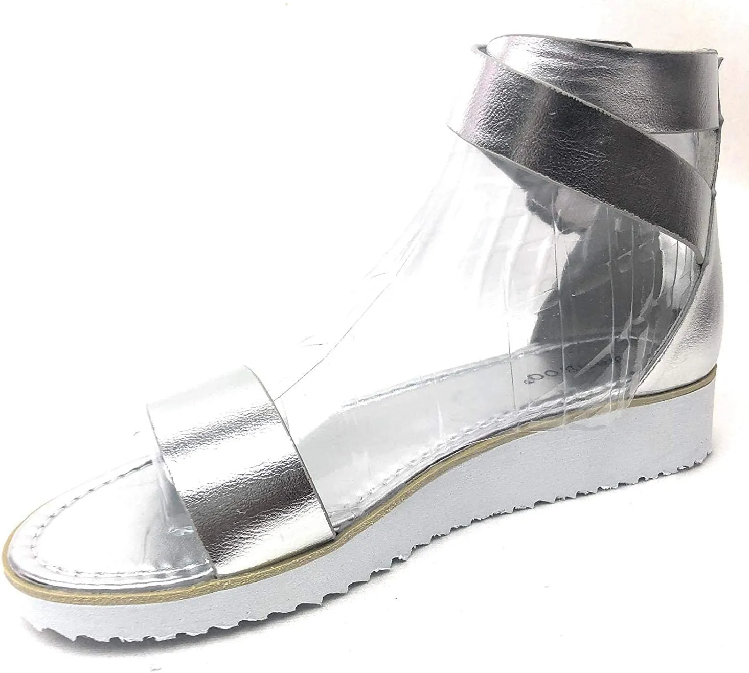 BAMBOO Women's Double Ankle Strap Faux Leather Platform Flats Sandal Pansy-02