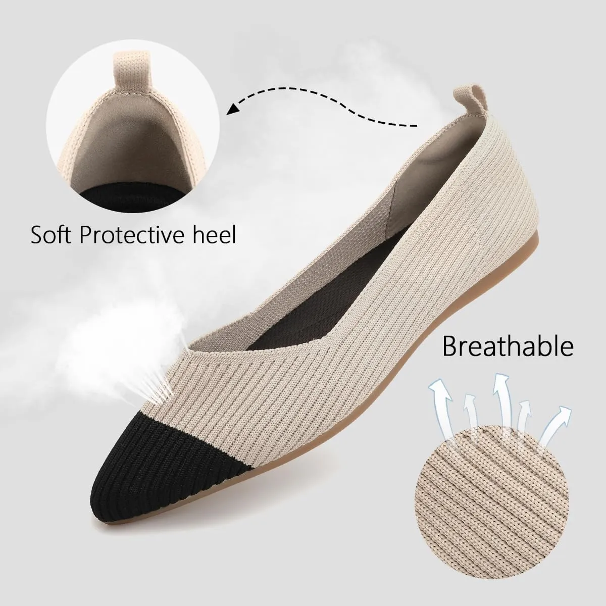 Bealin Womens Flats Dressy Pointed Toe Knit Ballet Shoes Confortable Women Soft Flats Shoes Slip On Loafer Shoes