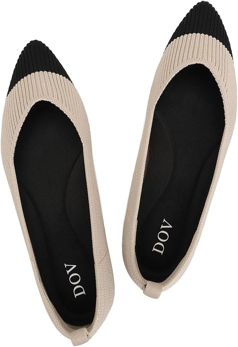 Bealin Womens Flats Dressy Pointed Toe Knit Ballet Shoes Confortable Women Soft Flats Shoes Slip On Loafer Shoes