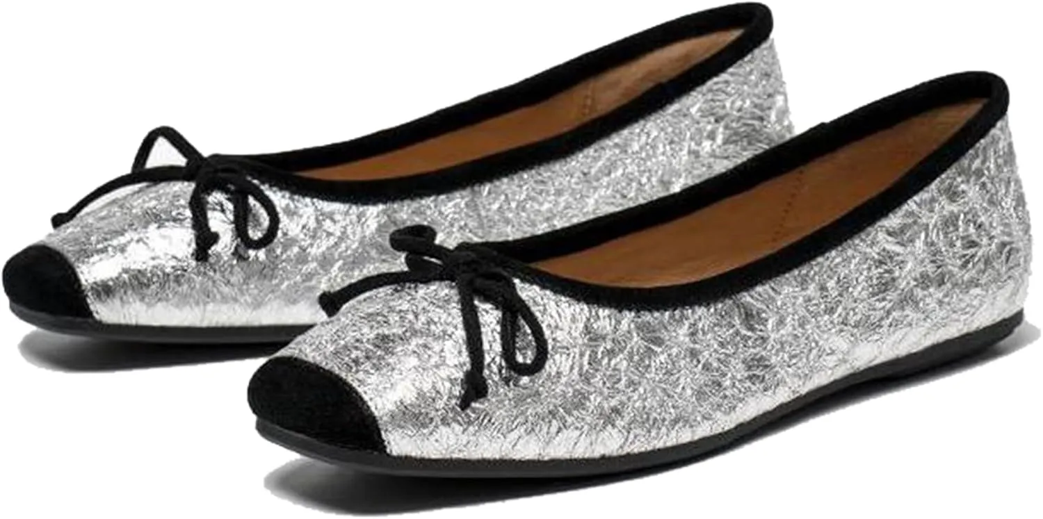 BEAU TODAY Mary Jane Shoes Women, Ballet Flats Shoes for Women, Buckle Strap Genuine Leather Flats, Comfortable Square Toe Dressy Mary Jane Flats Trendy