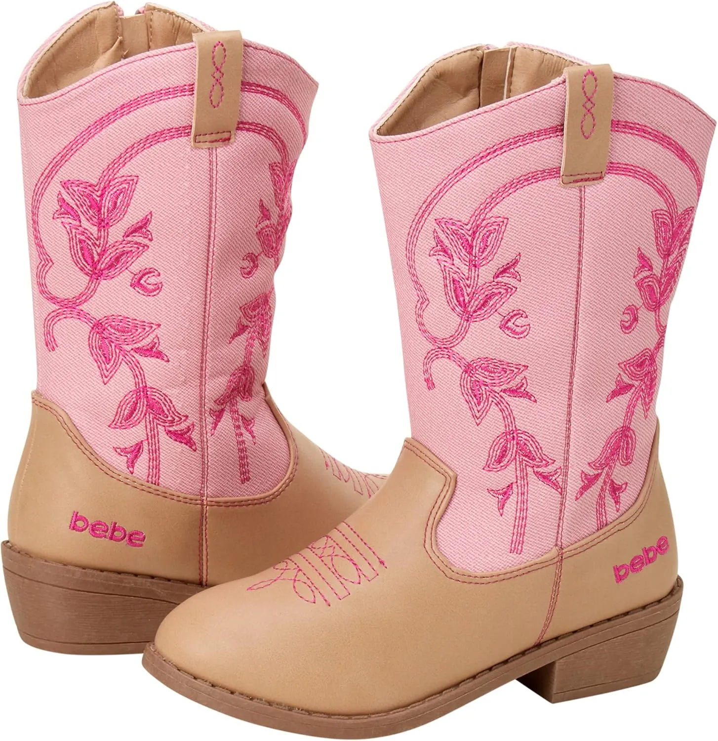 bebe Girls' Cowboy Boots - Classic Western Country Cowgirl Boots - Mid Calf Riding Shoes for Toddlers Little and Big Girls