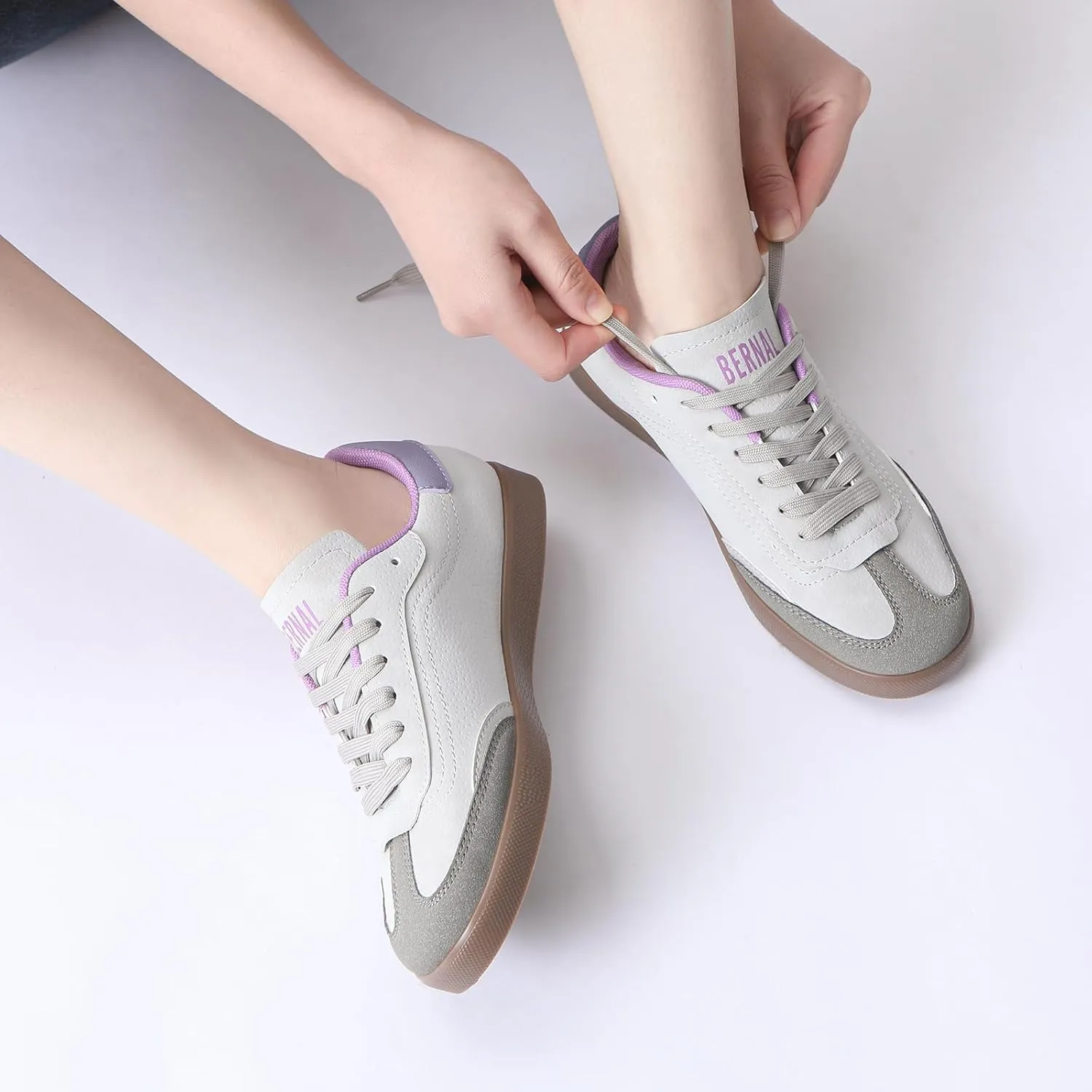 Bernal Women's Fashion Sneakers Flat Low-Top Lace-Up Comfortable Casual Tennis Shoes Walking Travel Shoes Dress Sneakers