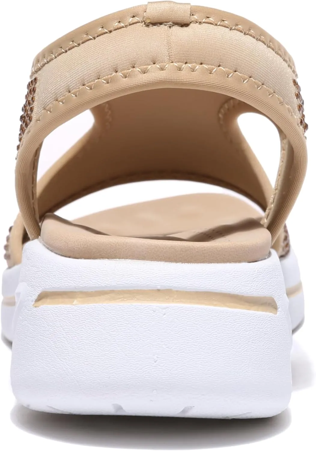 Bernal Women's Fashion Walking Sandals Comfortable Cushion Open-Toe Shoes Slip-On Platrorm Sandals with Diamonds