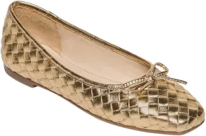 Bernardo Gwynn Woven - Flats for Women - Slight Block Heels - Bow Detailing - Square Toe Silhouette