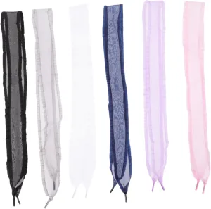BESPORTBLE Wide Flat Ribbon Shoelaces Set 6 Pairs for Women Girls Dress Sneakers Fashionable Shoelace Strings for Women