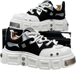 Black Red Men Platform Shoes Chunky Sneakers for Women Aesthetic Shoes All Season