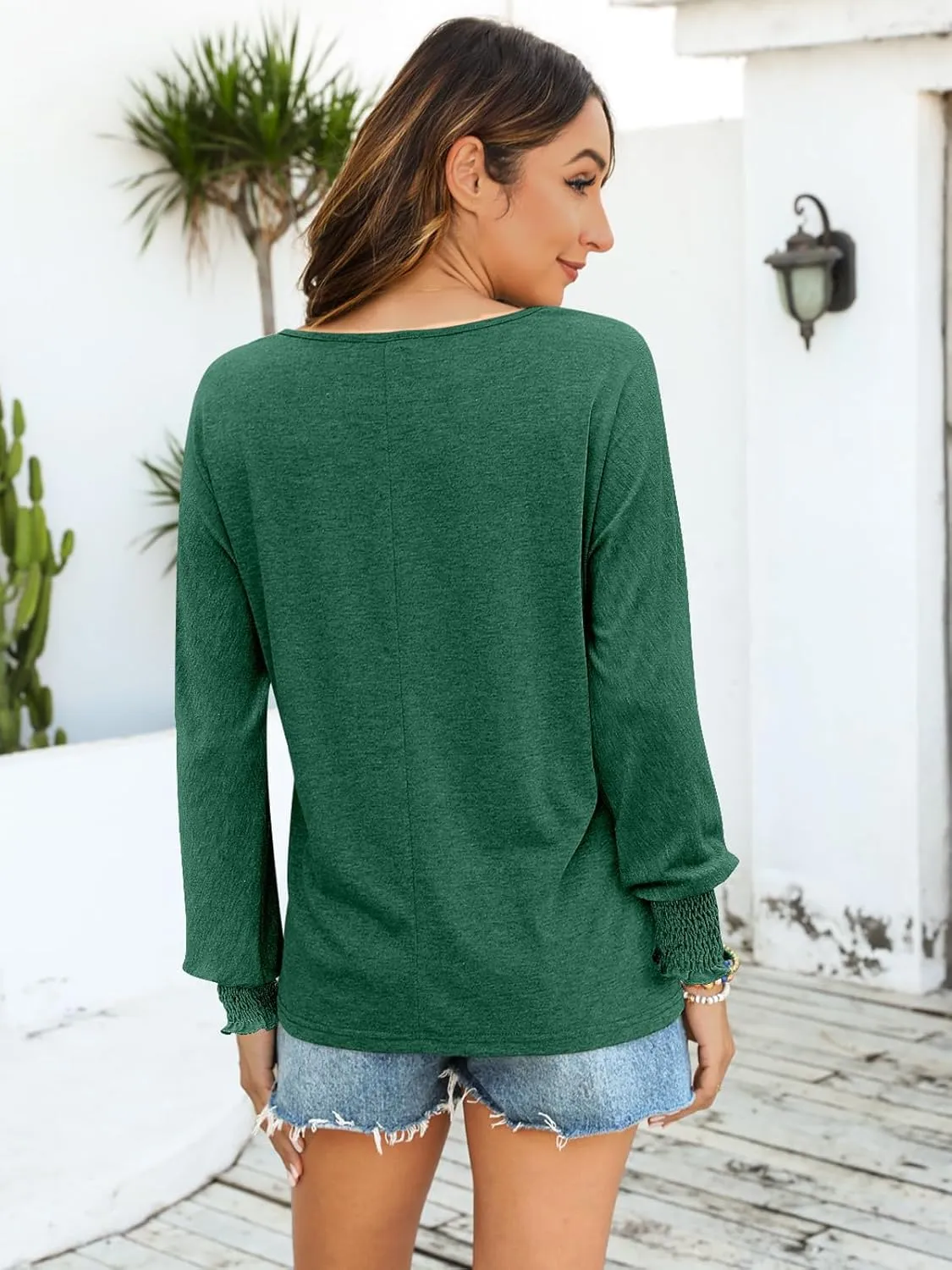 Bluetime Womens Long Sleeve Tops Crew Neck Casual T Shirts Loose Basic Tee Blouse