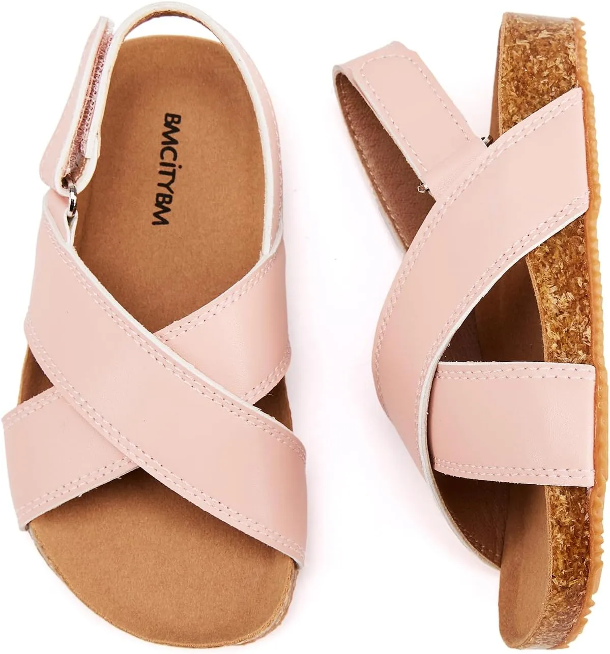 BMCiTYBM Toddler Boys Girls Sandals Open Toe Arch Support Slides Adjustable Straps Cork Footbed Slippers for Indoor Outdoor