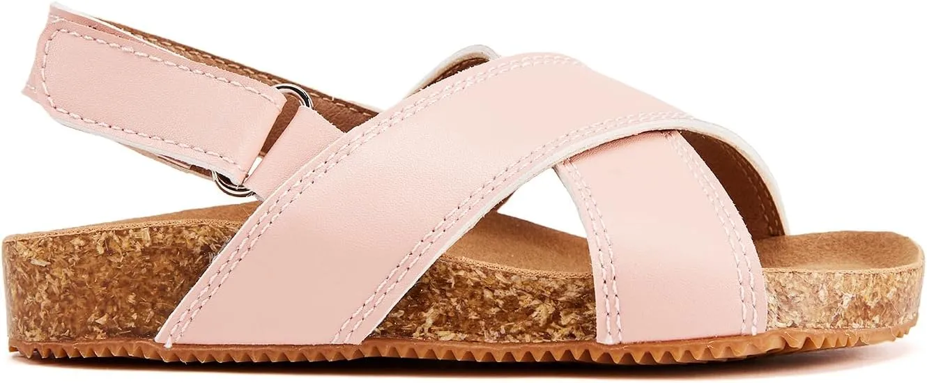 BMCiTYBM Toddler Boys Girls Sandals Open Toe Arch Support Slides Adjustable Straps Cork Footbed Slippers for Indoor Outdoor