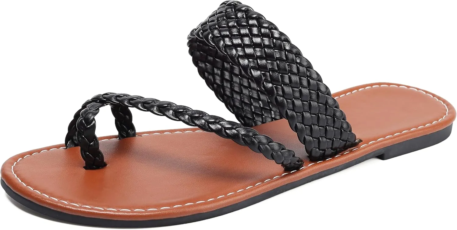 Bohemian Dress Sandals Womens Casual Flats Sandals Comfortable Ankle Strap Summer Boho Thong Sandals