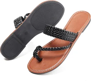 Bohemian Dress Sandals Womens Casual Flats Sandals Comfortable Ankle Strap Summer Boho Thong Sandals