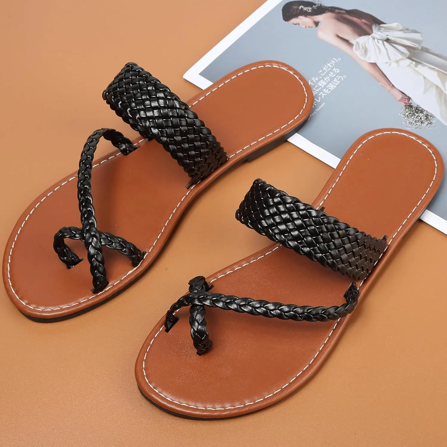 Bohemian Dress Sandals Womens Casual Flats Sandals Comfortable Ankle Strap Summer Boho Thong Sandals