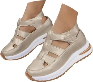 Bootara Women'S Plus Size Hollow-Out Casual Sandals, Closed Toe Platform Sandals Height-Boosting Thick Sole