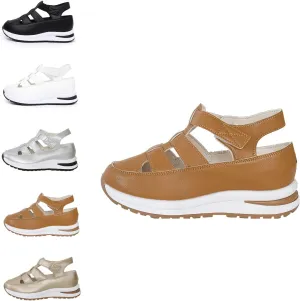 Bootara Women'S Plus Size Hollow-Out Casual Sandals, Closed Toe Platform Sandals Women, Extra Wide For Women Plus Size, Closed Toe Platform Height-Boosting