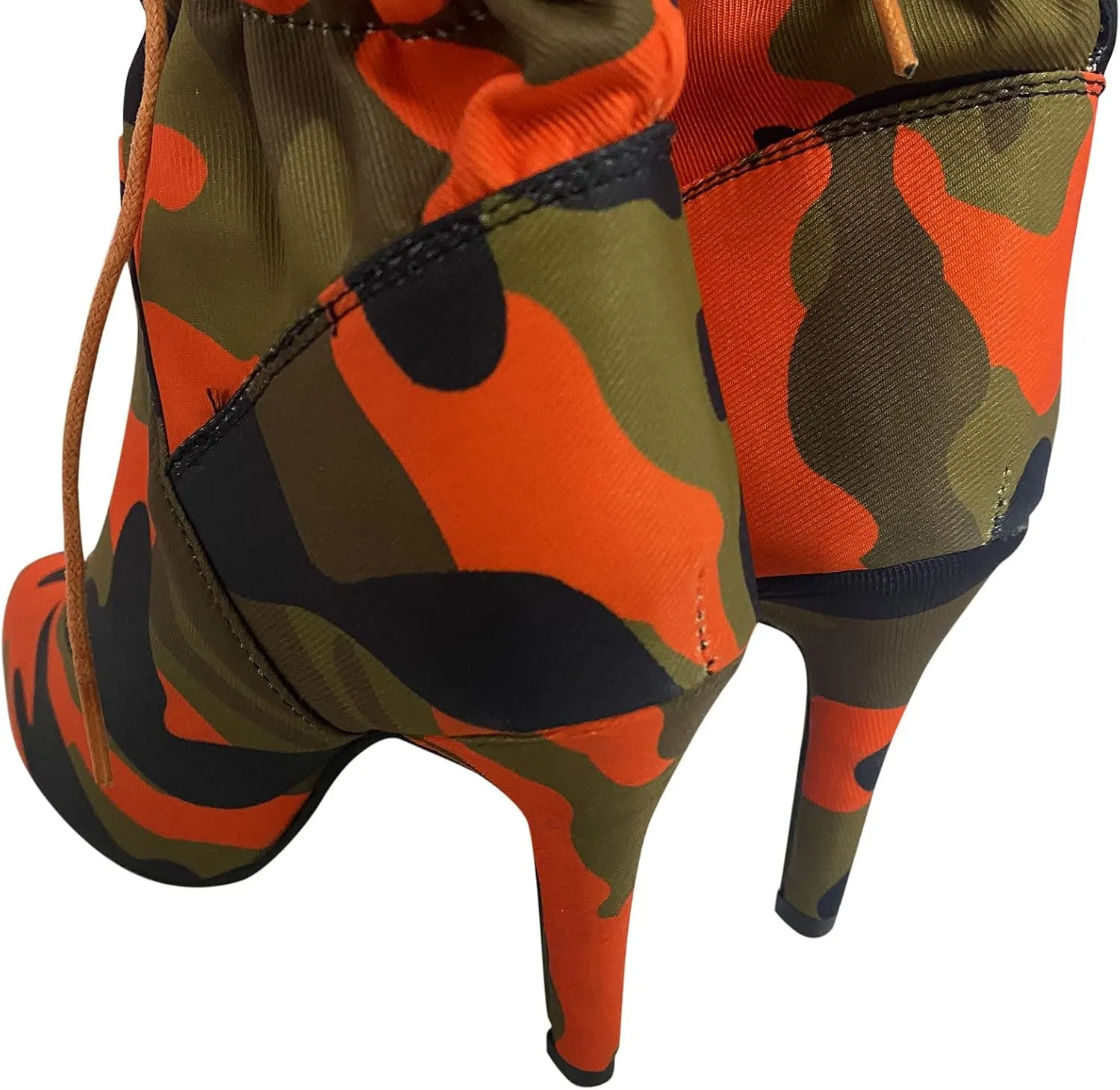 Boots Pointed Camouflage Pattern Mid- Women's High-Heel Thin Fashion Women's Boots Size 5 Womens Boots