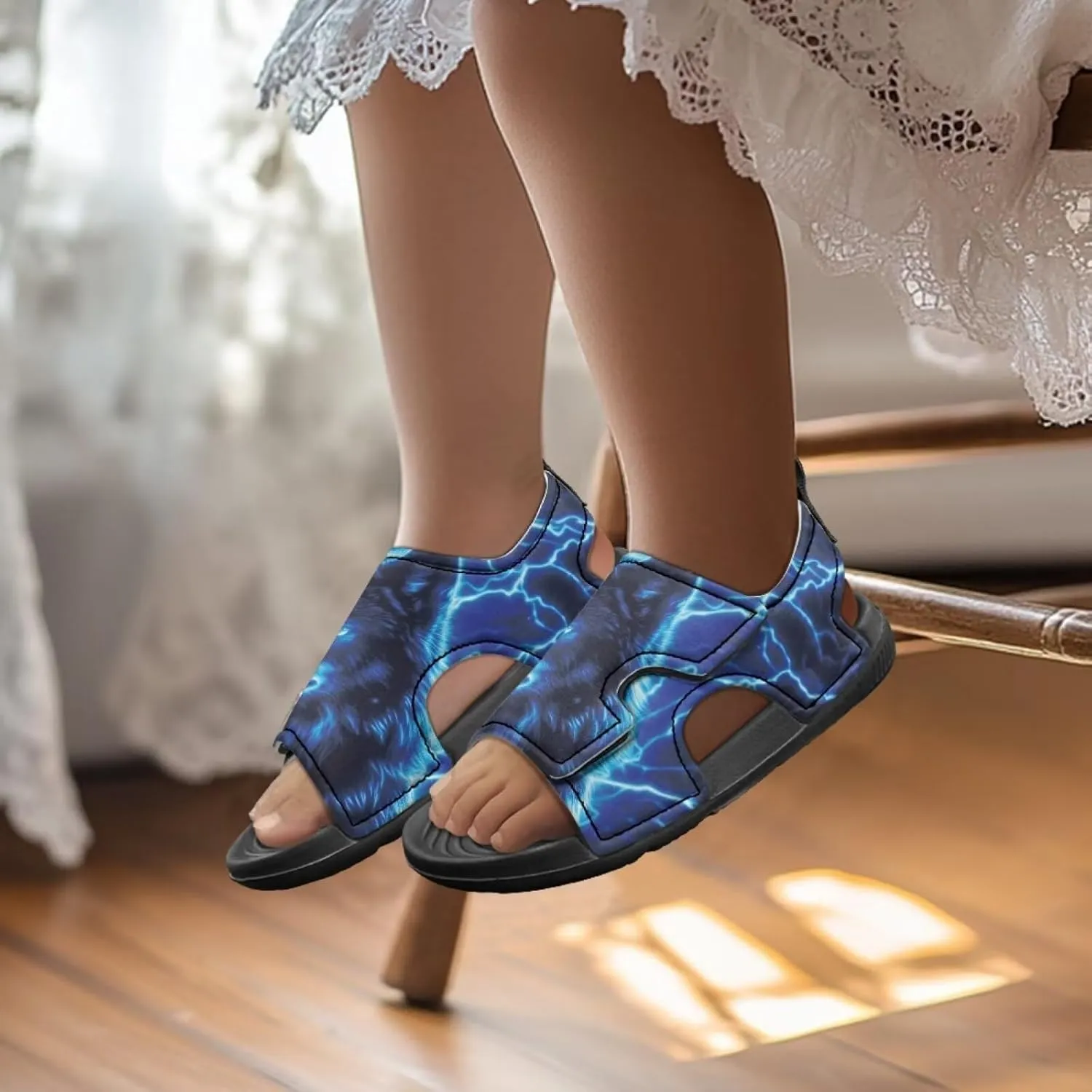 Boys Sandals Summer Kids Shoes Fire Dragon Print Open Toe Sport Outdoor Athletic Sandals Quick Dry Water Shoes